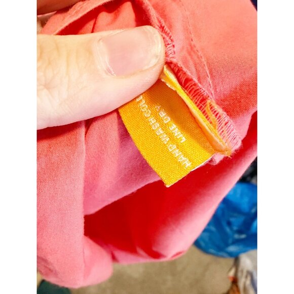 Oliphant Womens Ombre Tiered Maxi Dress Puff Sleeve Split Neck Pink Coral Small - Picture 3 of 6